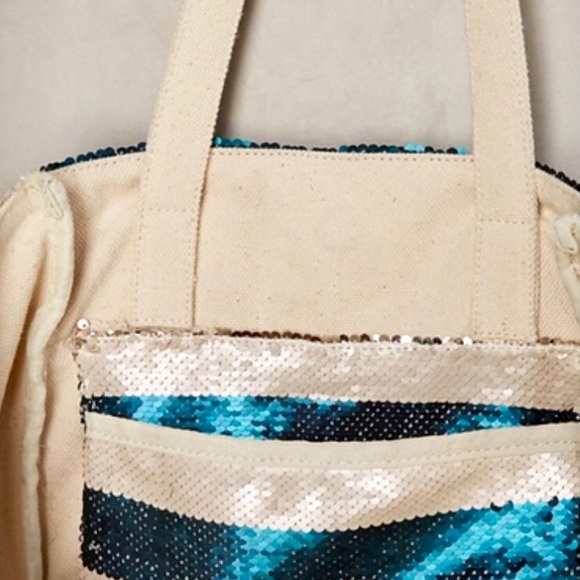 *FIRM* Glam Anthropologie Sequin Glimmer Tote Bag - Picture 3 of 3